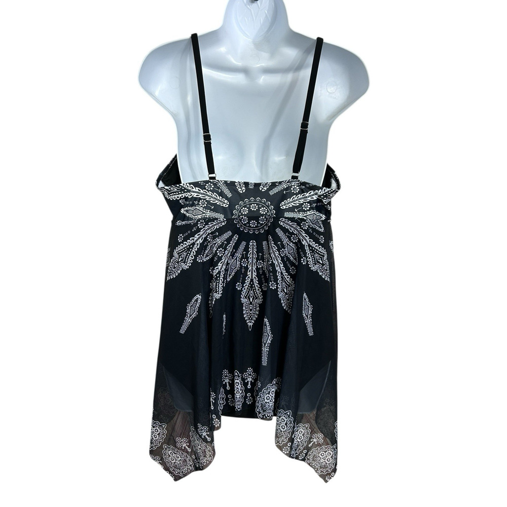 Black Handkerchief One Piece Swimsuit Size XL Slimming Removeable Pads Swimwear - Picture 7 of 7